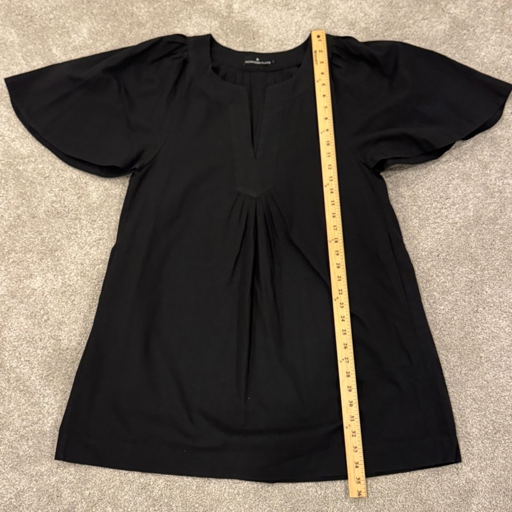 Tuckernuck Pompander Place Finley Flutter Sleeve Dress Black Size Large EUC - Picture 8 of 14